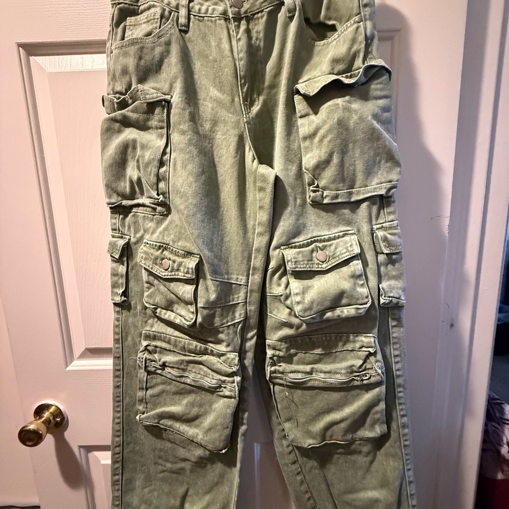 Fashion Nova Olive Cargo Pants for Men